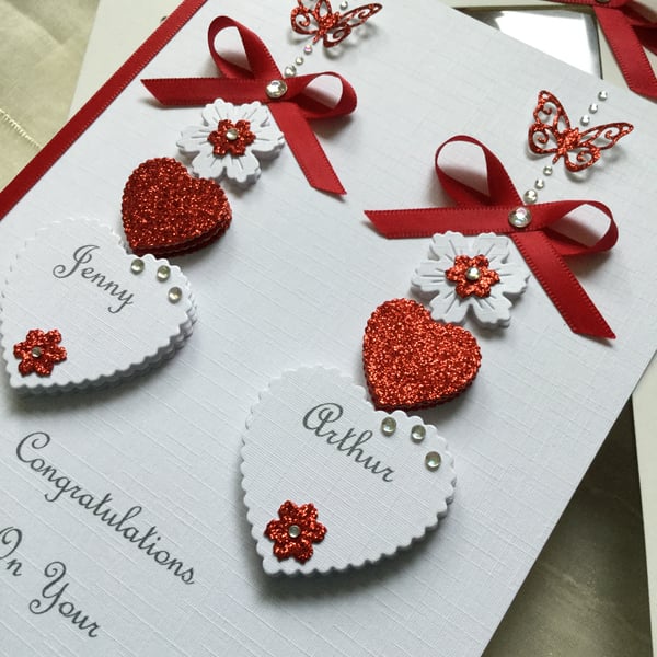 Handmade Personalised Ruby Wedding Anniversary Card 40th Mum Dad Gift Boxed