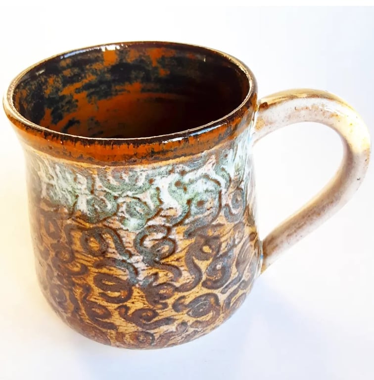 Mug Brown Glazed  - Hand Thrown Stoneware Ceramic Mug 