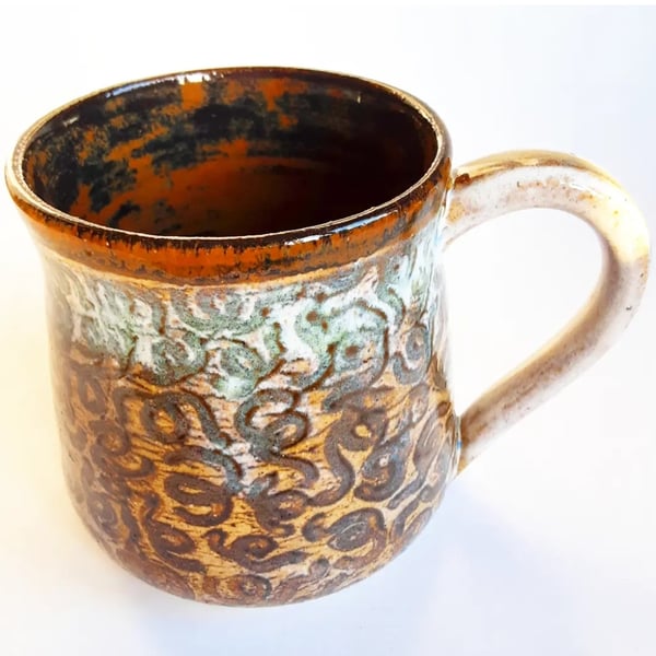 Mug Brown Glazed  - Hand Thrown Stoneware Ceramic Mug 