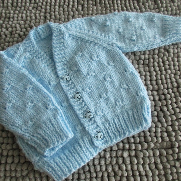 14" Newborn Baby Boys Knots Patterned Cardigan