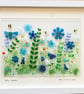Blue meadow , fused glass floral glass art