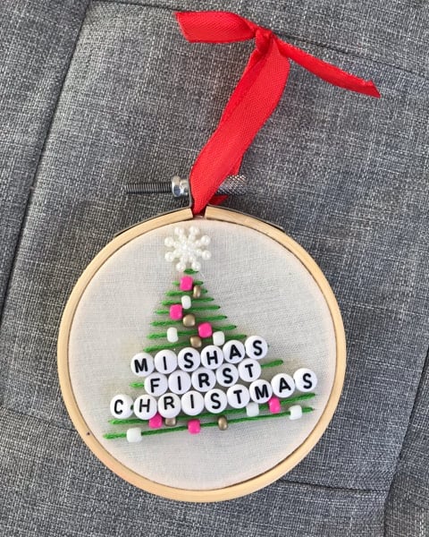 Personalised baby’s first Christmas ornament 