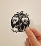 Lily of the Valley Skull Hand Printed Sticker - Image 1