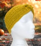 Crochet headband, ear warmer. Gold, mustard twist ear warmer. Gold headband. - Image 5