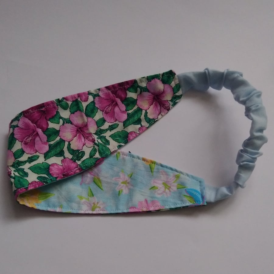 Orchid and Lily Floral Reversible Headband