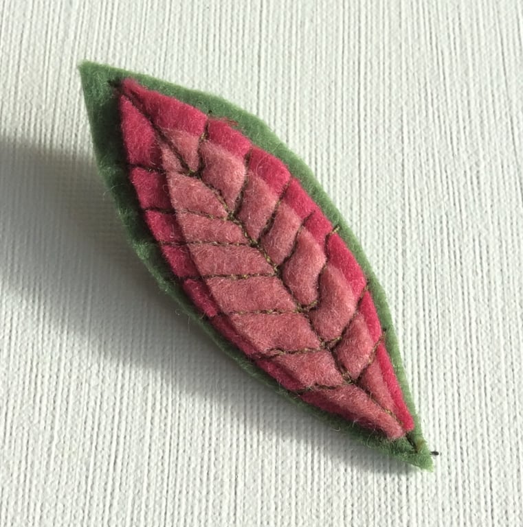 Apple Leaf Brooch, Badge, Felt