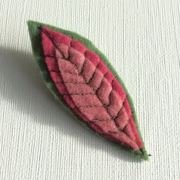 Apple Leaf Brooch, Badge, Felt