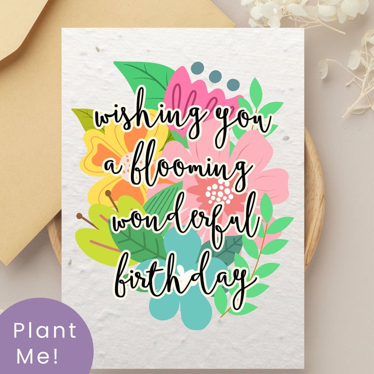 Plantable Wildflower Birthday Card, Eco Friendly Gift, Handmade in the UK