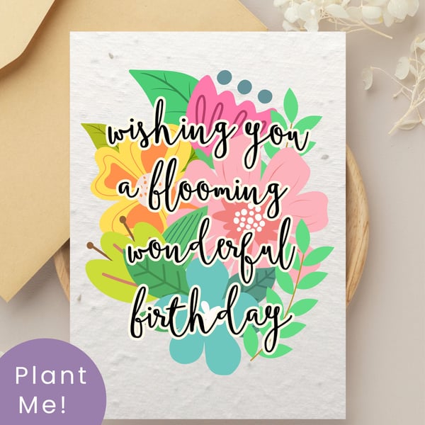 Plantable Wildflower Birthday Card, Eco Friendly Gift, Handmade in the UK