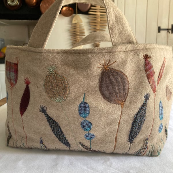 Soft bodied woollen storage basket.