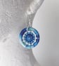 Earrings, Drop or Dangle, Beaded Dorset Buttons, Variegated Blue Thread - Image 5