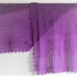 Hand Knitted Ultraviolet Merino Wool Scarf