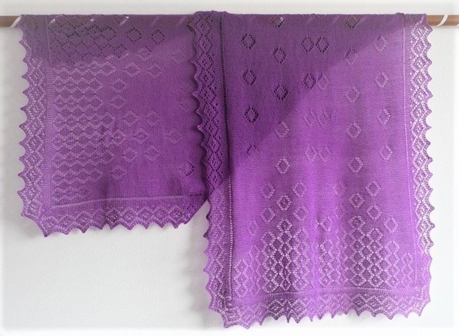 Hand Knitted Ultraviolet Merino Wool Scarf