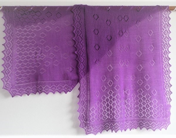 Hand Knitted Ultraviolet Merino Wool Scarf