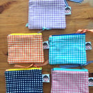 Summer seconds   Five Gingham Cotton pouches - super cute