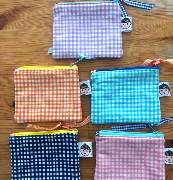 Summer seconds   Five Gingham Cotton pouches - super cute