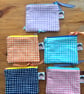 Summer seconds   Five Gingham Cotton pouches - super cute