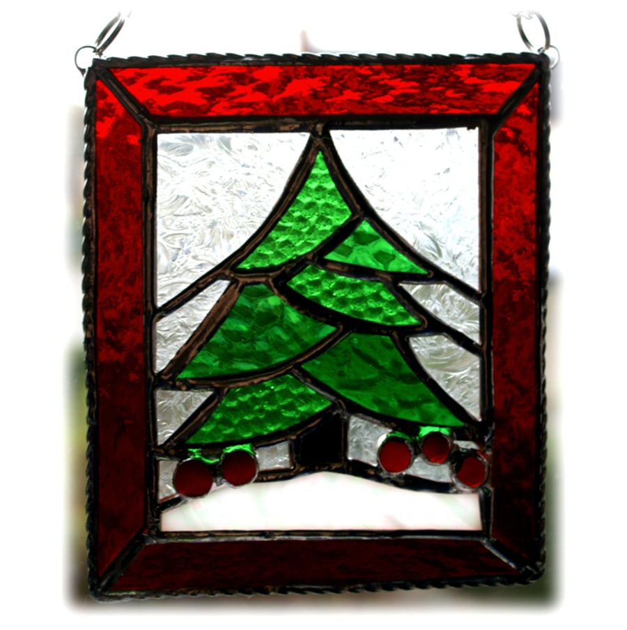 Christmas Tree Stained Glass Framed Suncatcher 