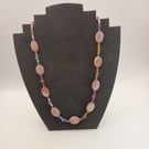 Oval shell and crystal necklace