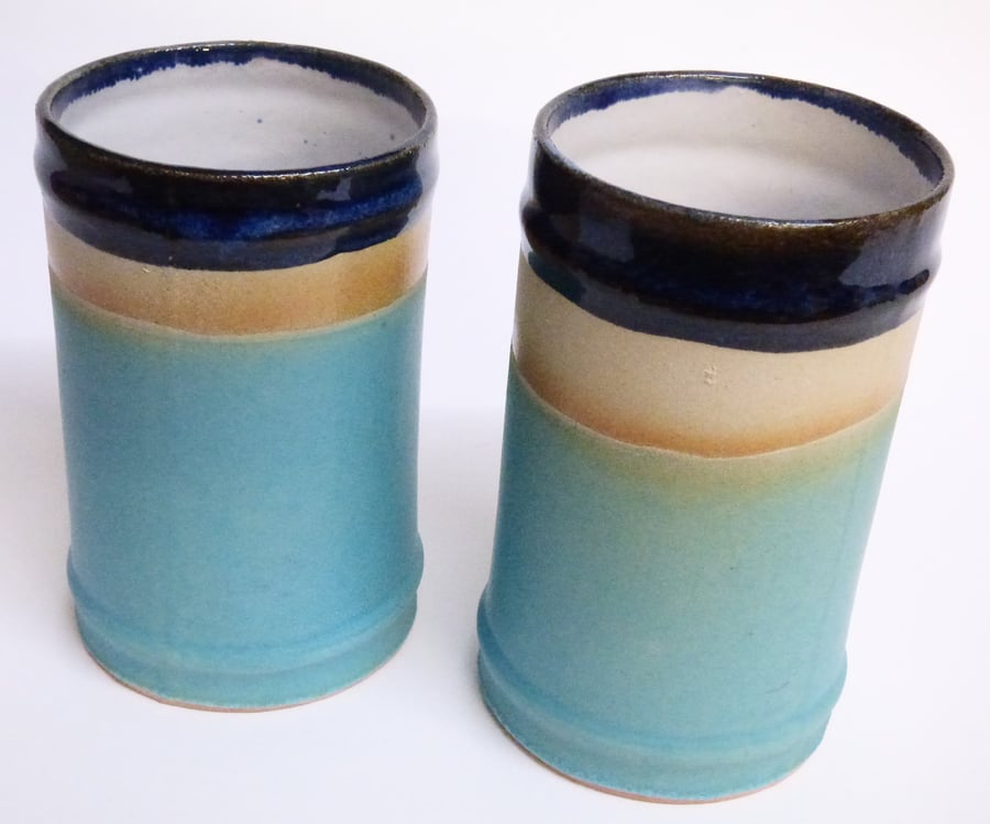 Bamboo stoneware Turquoise Beakers 