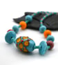 turquoise spot lampwork glass beaded necklace