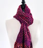 Handmade Silk and Merino Wool Scarf in Vibrant Purple, Pinks and Reds - Image 6