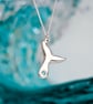 Fluke - Sterling Silver whale tail pendant with pale ocean blue stone - Image 1