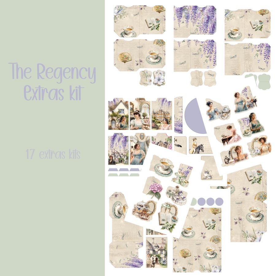The Regency Extras kit Scrapbooking, Ephemera, Journal, Digital Download