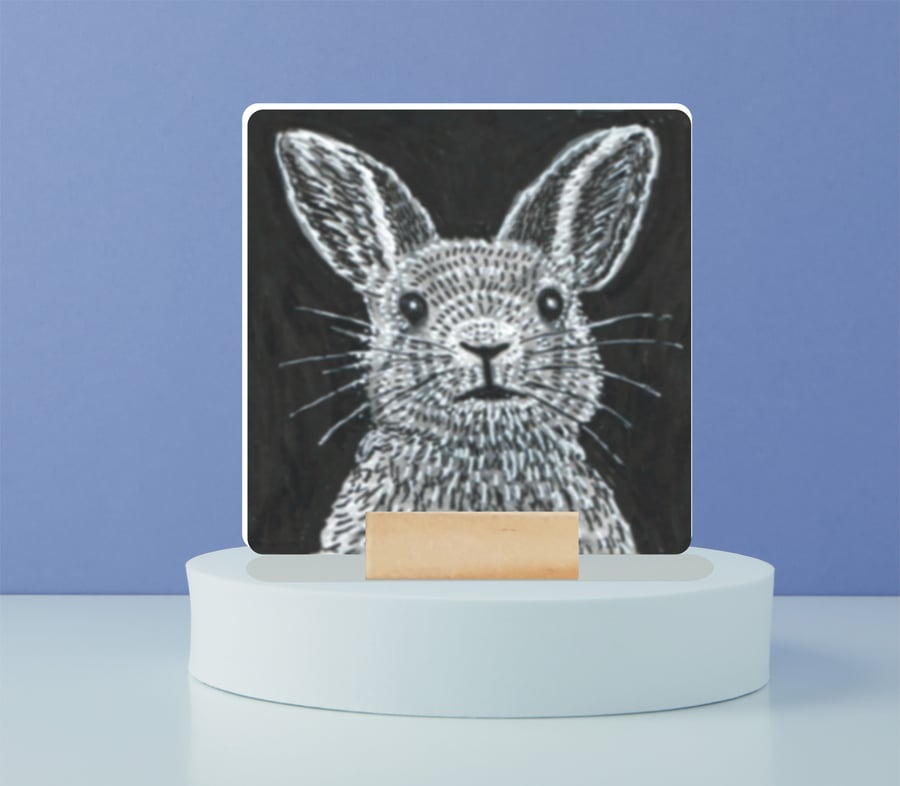 Rabbit Mini Ceramic Tile Art 