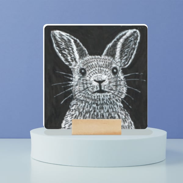 Rabbit Mini Ceramic Tile Art 