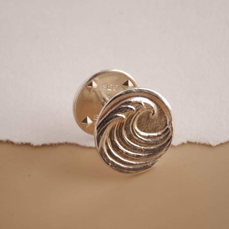 Wave Sterling Silver Tie Pin Ocean Inspired Mens Tie Tack Gift For Him