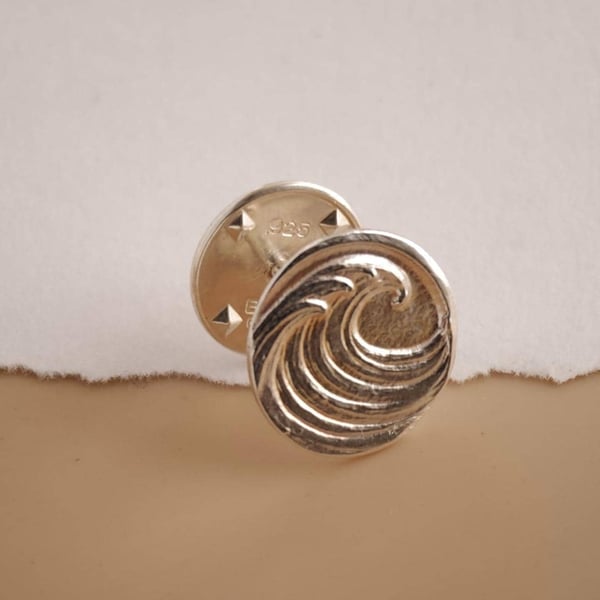 Wave Sterling Silver Tie Pin Ocean Inspired Mens Tie Tack Gift For Him