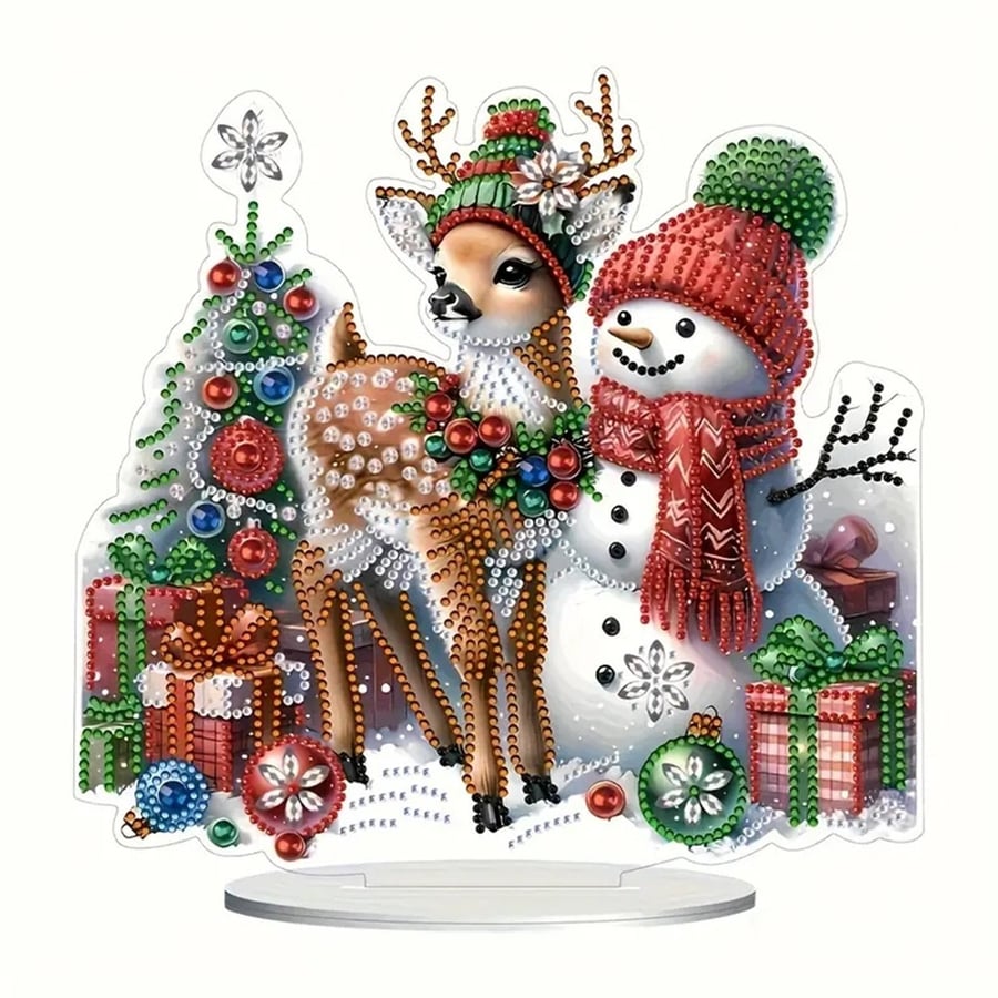5D DIY Snowman and Reindeer Christmas Diamond Kit Crystal Embroidery Rhinestone 