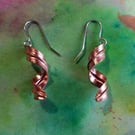 Spiral Twisted Leaf Copper Earrings, Small