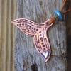 RESERVED for Suzie Godby Copper and silver whimsy whale tail pendant