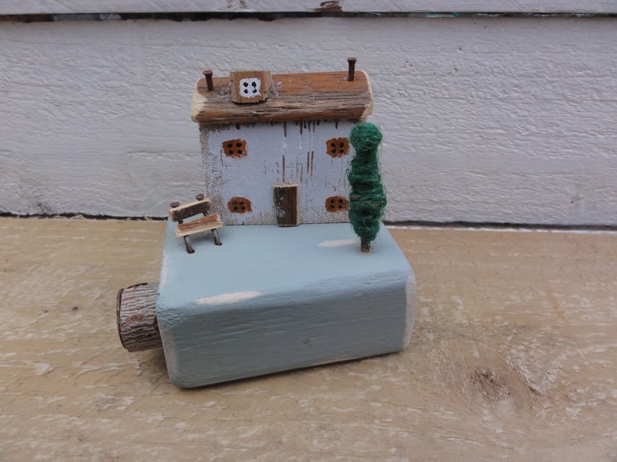 Little watermill house - handmade wooden ornament