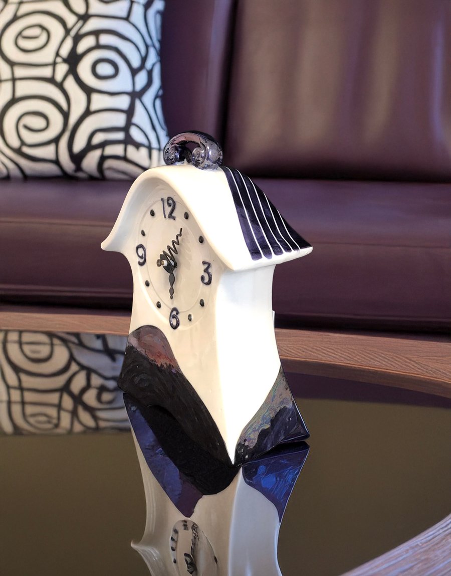 Whimsical Purple Porcelain Clock