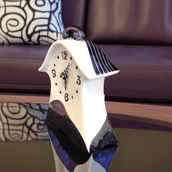 Whimsical Purple Porcelain Clock