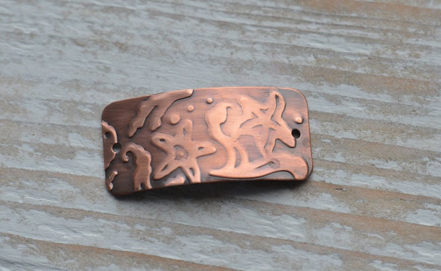 Handmade Copper Embossed Sea Starfish Ocean Bracelet Connector Bar Finding