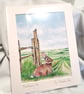 Watercolour print of a Southdowns Sussex Rabbit - Image 6