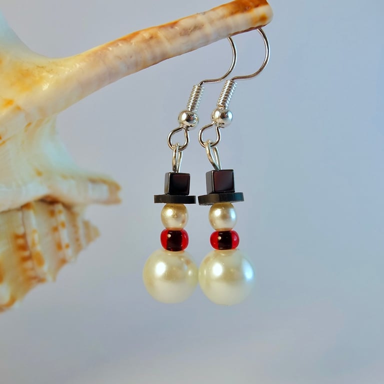 Snowman Earrings, Christmas Jewellery, Stocking Filler, Secret Santa Gift