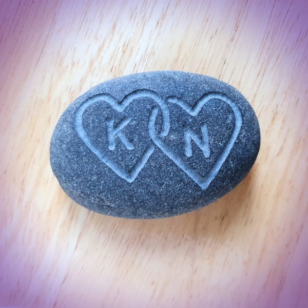 Wedding Oath Stone, Hand Carved Anniversary Gift, Thoughtful Gift, Love Hearts