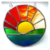 Sunrise Picture Stained Glass Suncatcher Handmade Sun Ring 034