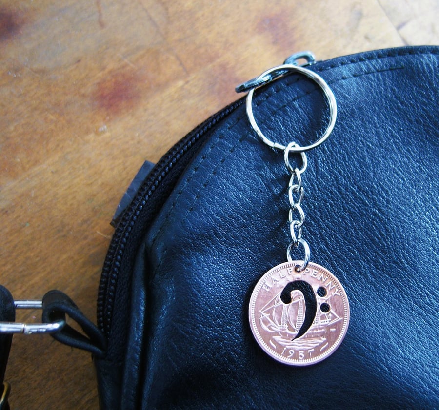 Musical Note Coin Keyring or Bag charm