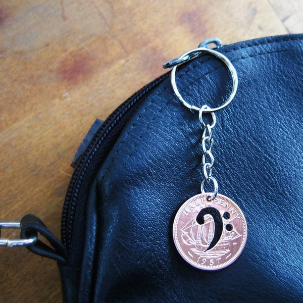 Musical Note Coin Keyring or Bag charm