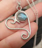 Sterling Silver 925 Unique Heart Pendant With Labradorite - Image 3