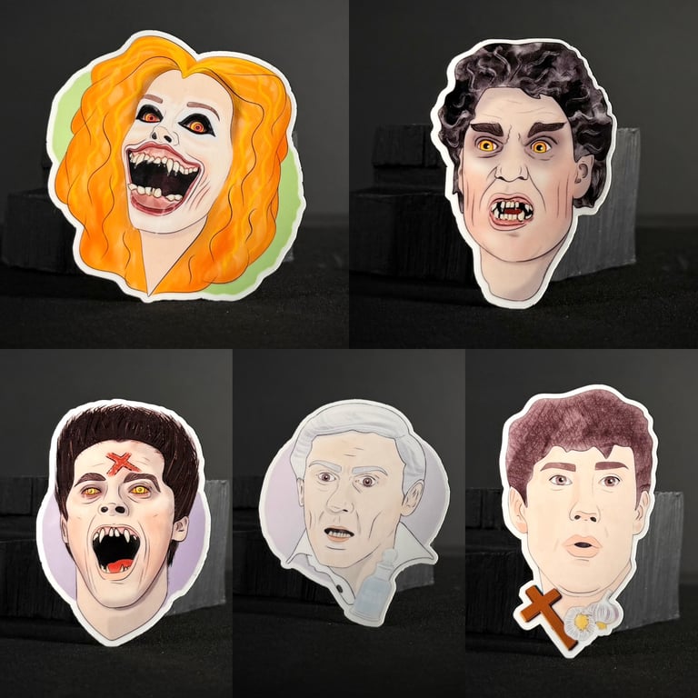 Fright Night Set of 5 Complete Collection Illustrated Vinyl Stickers