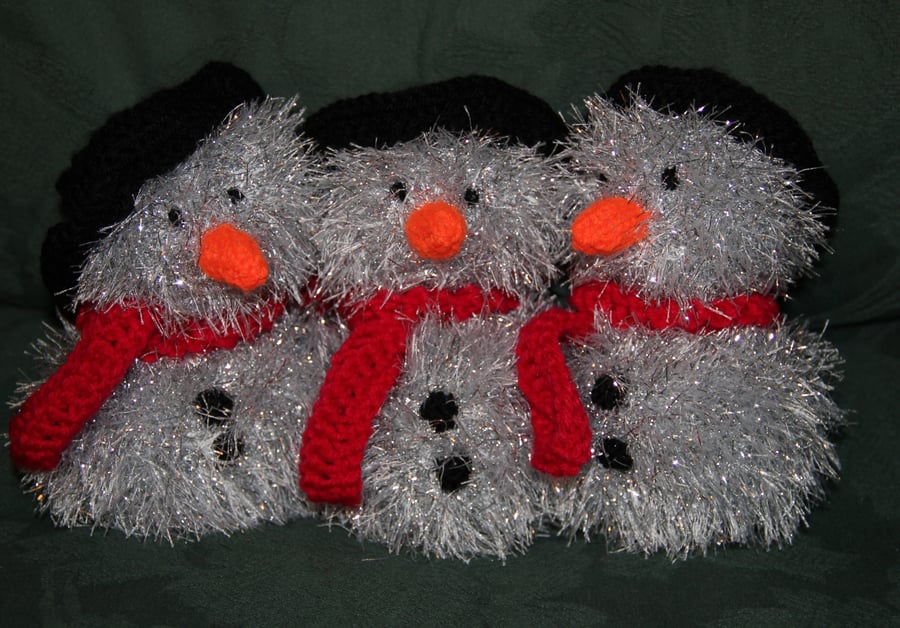 Hand Knitted Silver Snowman