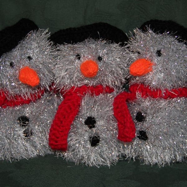 Hand Knitted Silver Snowman