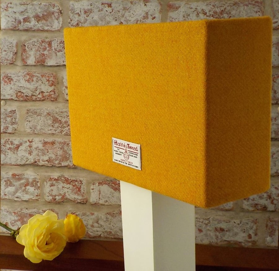 Harris Tweed lampshade yellow wool fabric rectangular table lamp shade